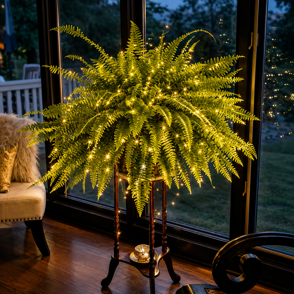 🌿 Last Day 50% OFF –Glowing Boston Ferns with lights 💛 Zero Watering, Zero Maintenance