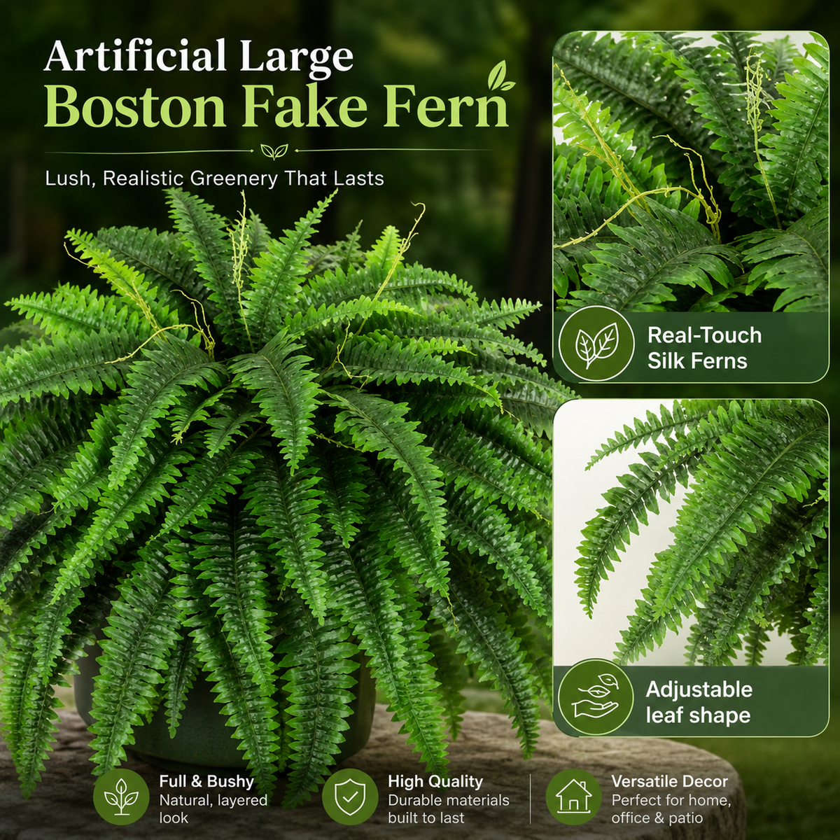 🌿 Last Day 50% OFF –Glowing Boston Ferns with lights 💛 Zero Watering, Zero Maintenance