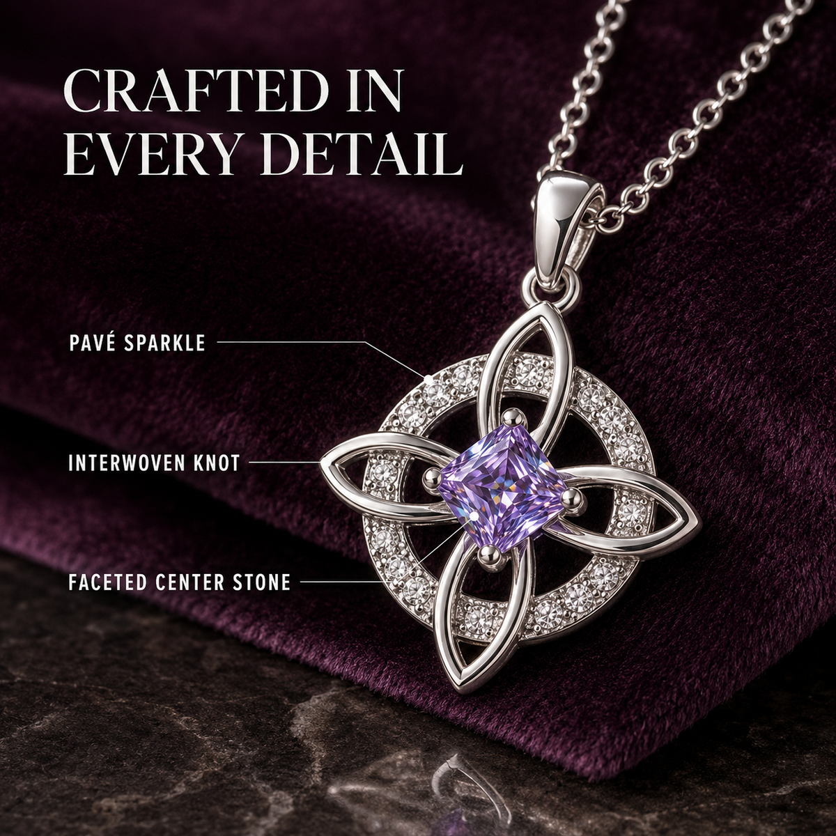 ✨Mystical Birthstone Witches Knot Necklace – Natural Crystal 🔮💞Protect Your Loved Ones