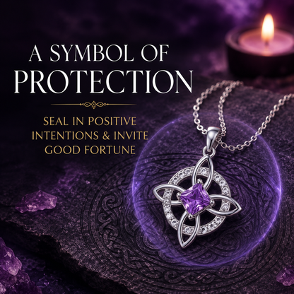 ✨Mystical Birthstone Witches Knot Necklace – Natural Crystal 🔮💞Protect Your Loved Ones