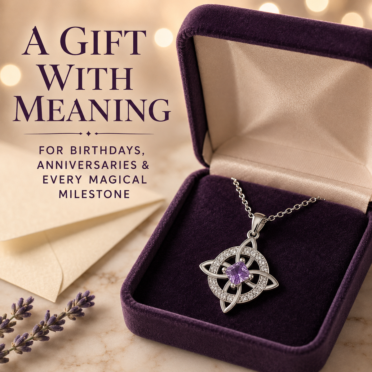 ✨Mystical Birthstone Witches Knot Necklace – Natural Crystal 🔮💞Protect Your Loved Ones
