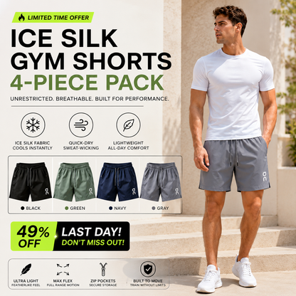🔥 Last Day 49% OFF –❄️ Ice Silk Quick-Dry Athletic Gym Shorts 4-Piece Pack – Unrestricted Breathable Comfort