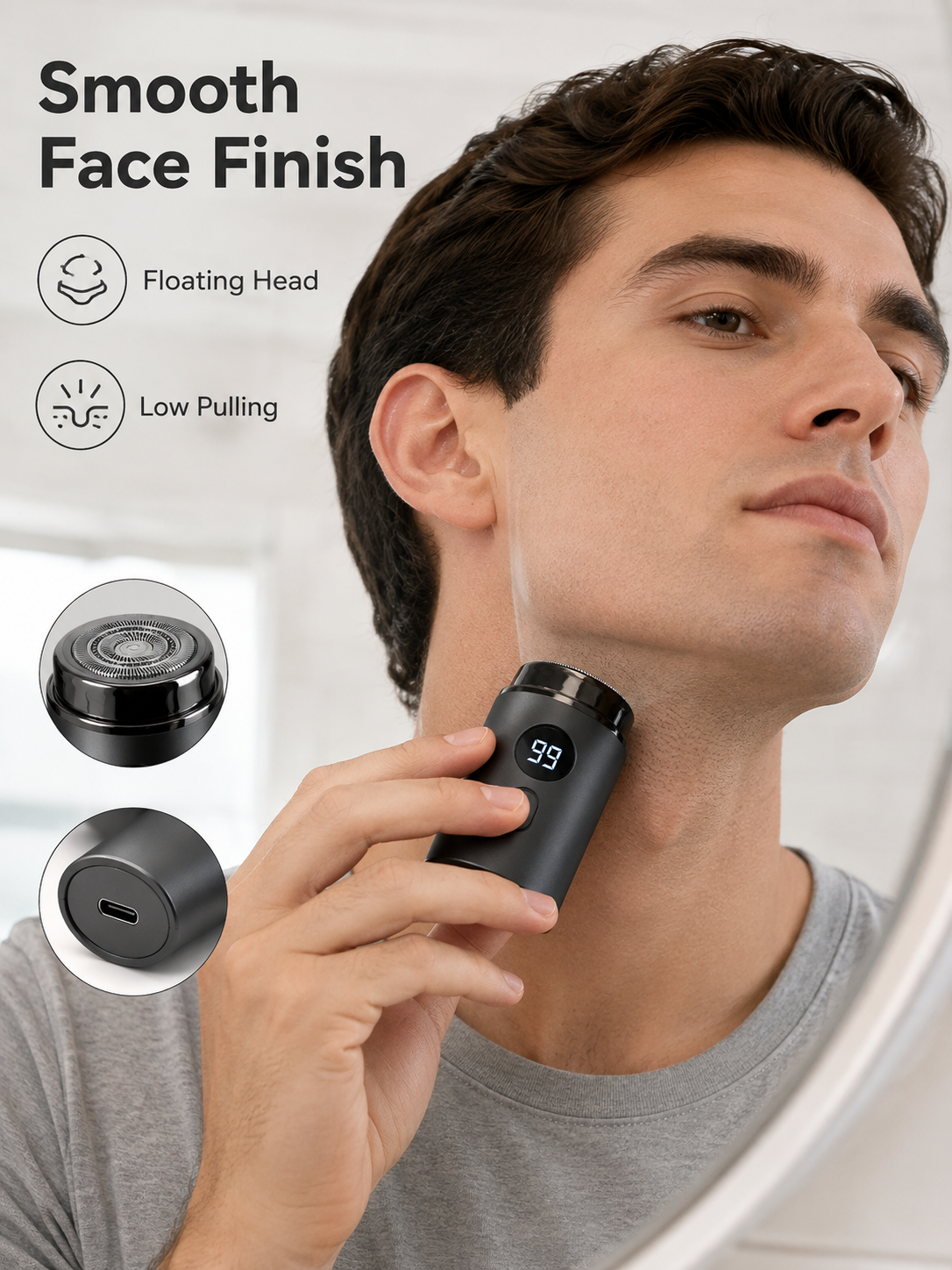 🔥 Last Day 50% OFF –Mini Electric Shaver with LED Display & USB-C Charging