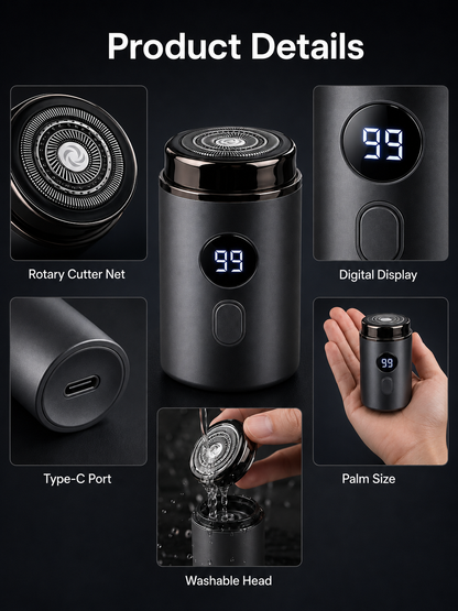 🔥 Last Day 50% OFF –Mini Electric Shaver with LED Display & USB-C Charging