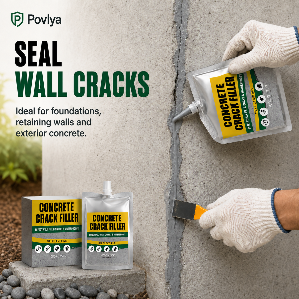 🔥Last Day 50% OFF - 🏠 Waterproof Concrete Crack Filler for Indoor & Outdoor Use