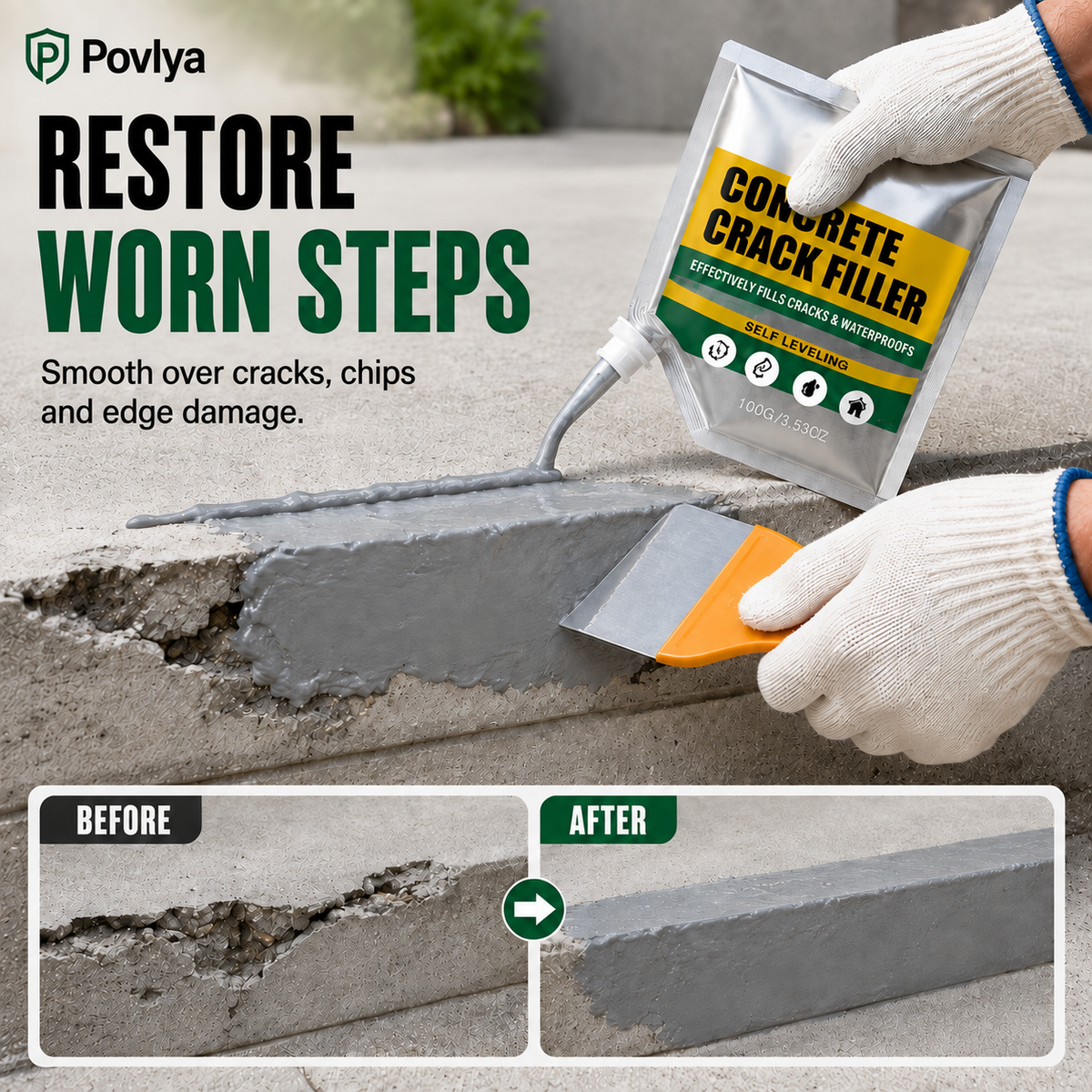 🔥Last Day 50% OFF - 🏠 Waterproof Concrete Crack Filler for Indoor & Outdoor Use