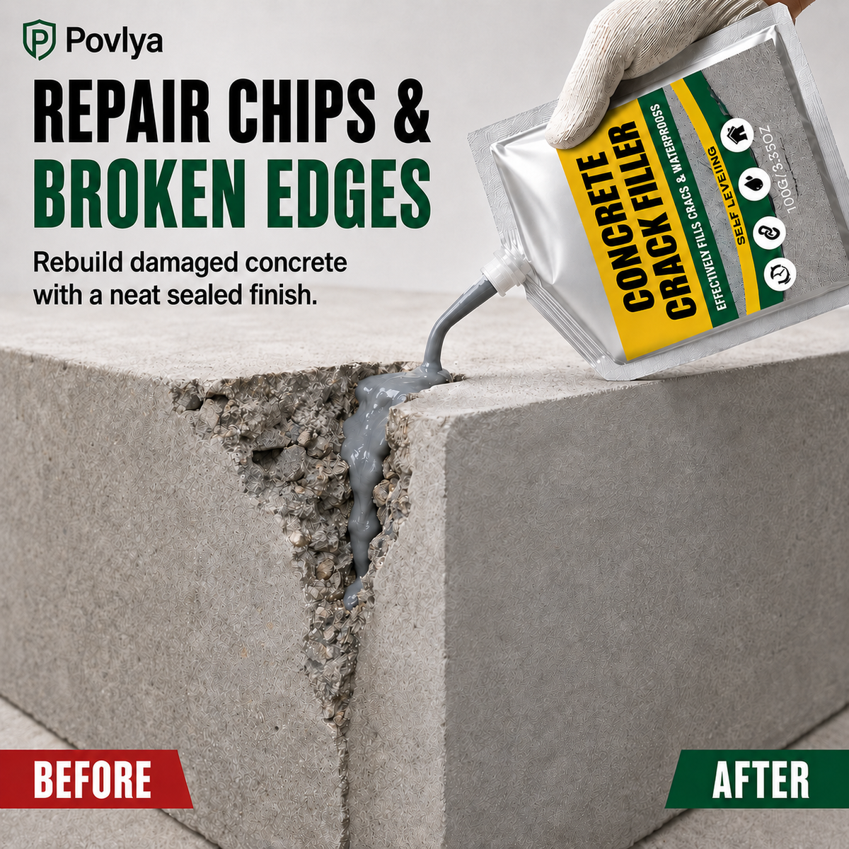 🔥Last Day 50% OFF - 🏠 Waterproof Concrete Crack Filler for Indoor & Outdoor Use