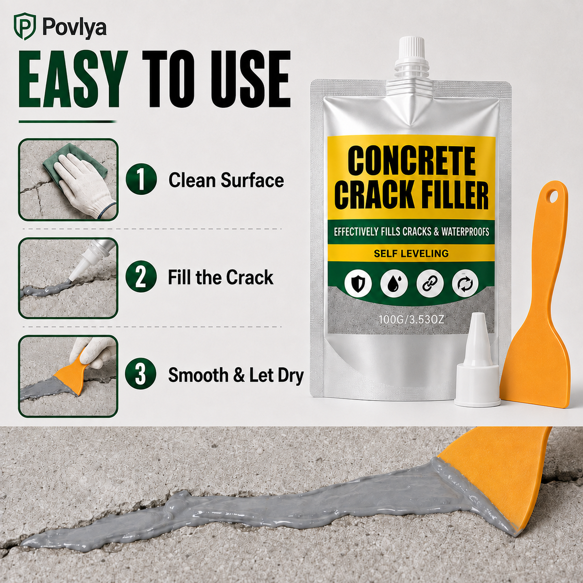 🔥Last Day 50% OFF - 🏠 Waterproof Concrete Crack Filler for Indoor & Outdoor Use