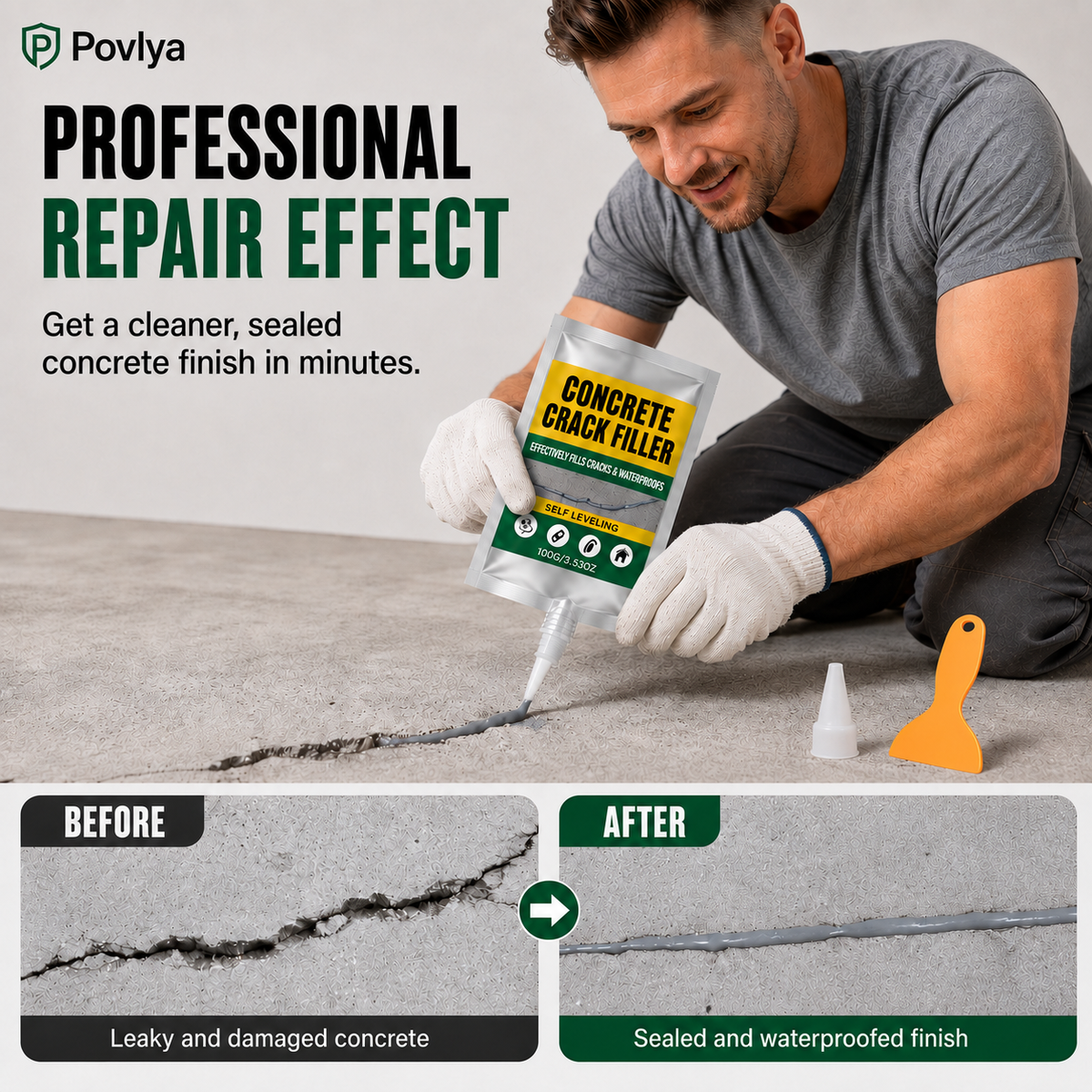 🔥Last Day 50% OFF - 🏠 Waterproof Concrete Crack Filler for Indoor & Outdoor Use