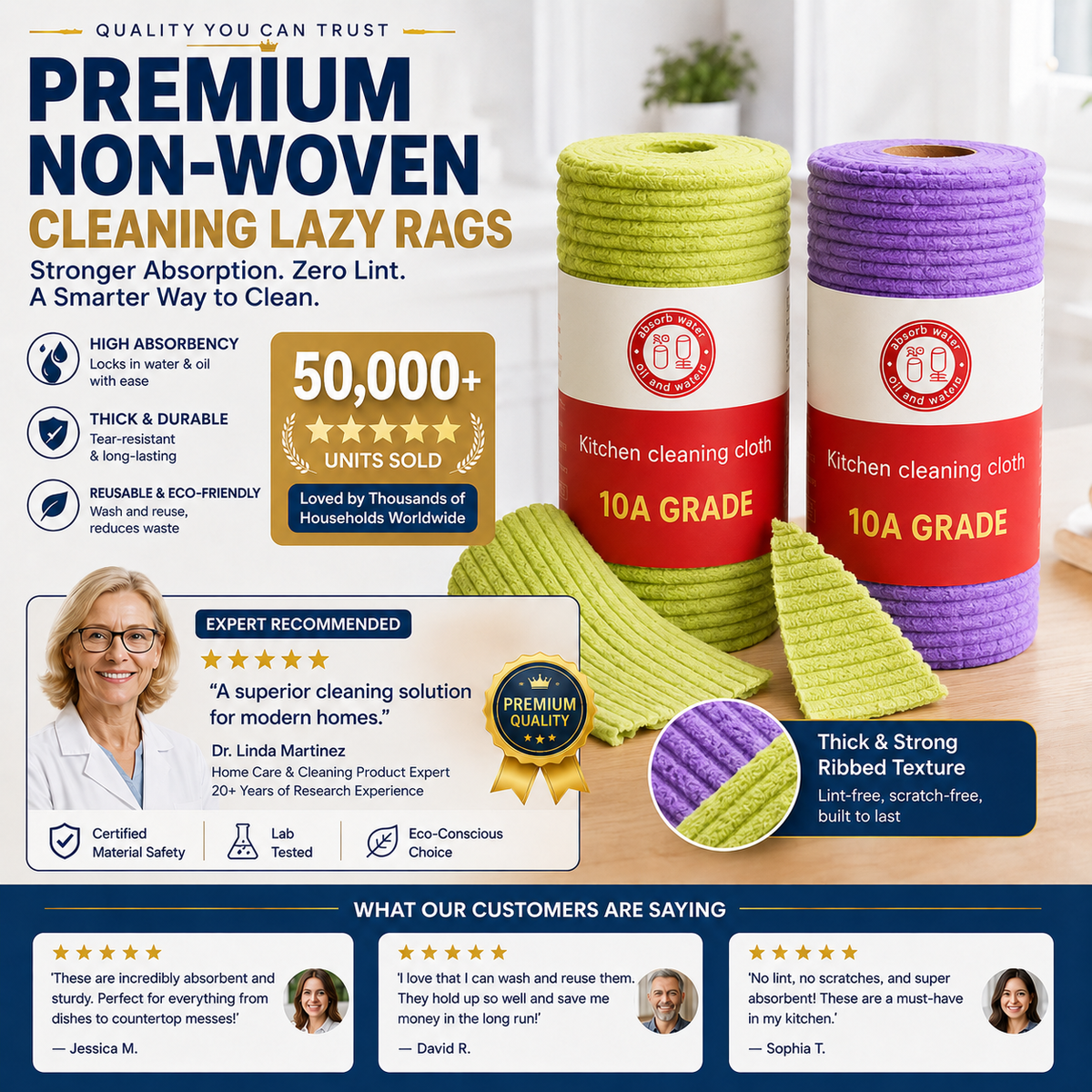 🔥 BUY 1 GET 1 FREE 🔥 – Reusable Tear-Away Cleaning Cloth Roll