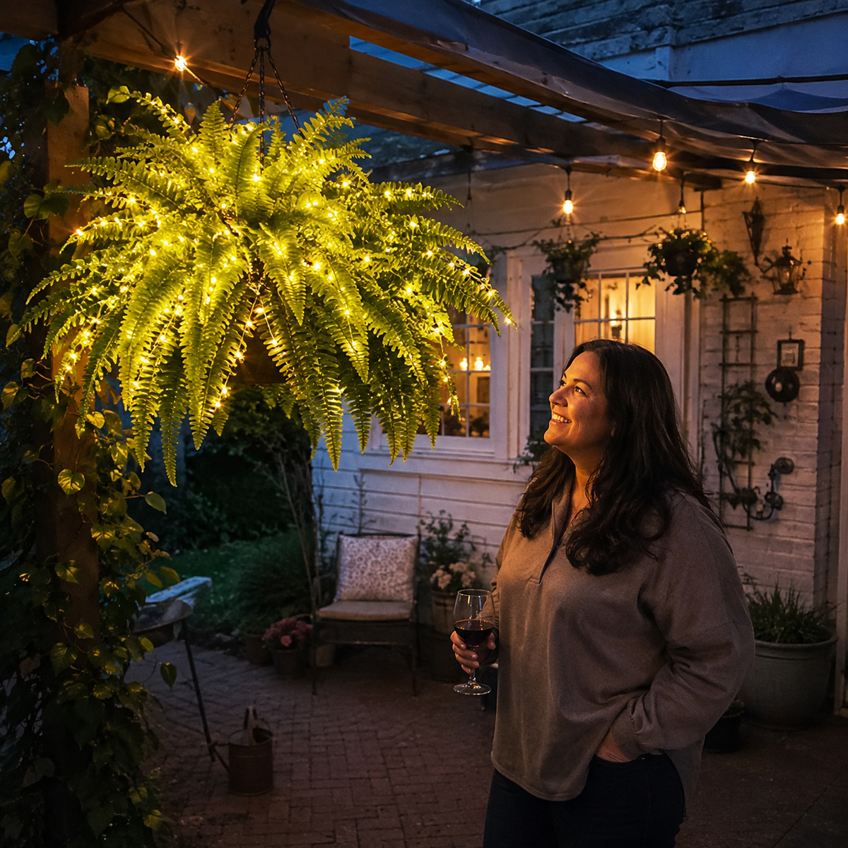🌿 Last Day 50% OFF –Glowing Boston Ferns with lights 💛 Zero Watering, Zero Maintenance