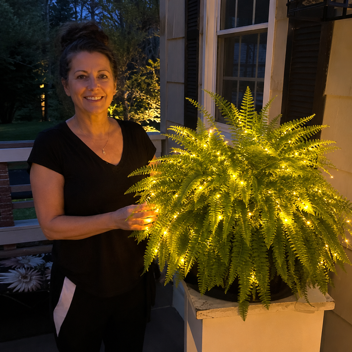 🌿 Last Day 50% OFF –Glowing Boston Ferns with lights 💛 Zero Watering, Zero Maintenance