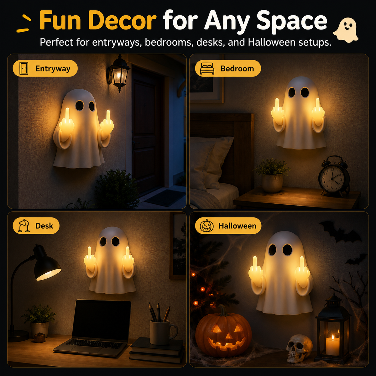 🔥Last Day 50% OFF -👻 Funny Ghost Middle Finger Night Light