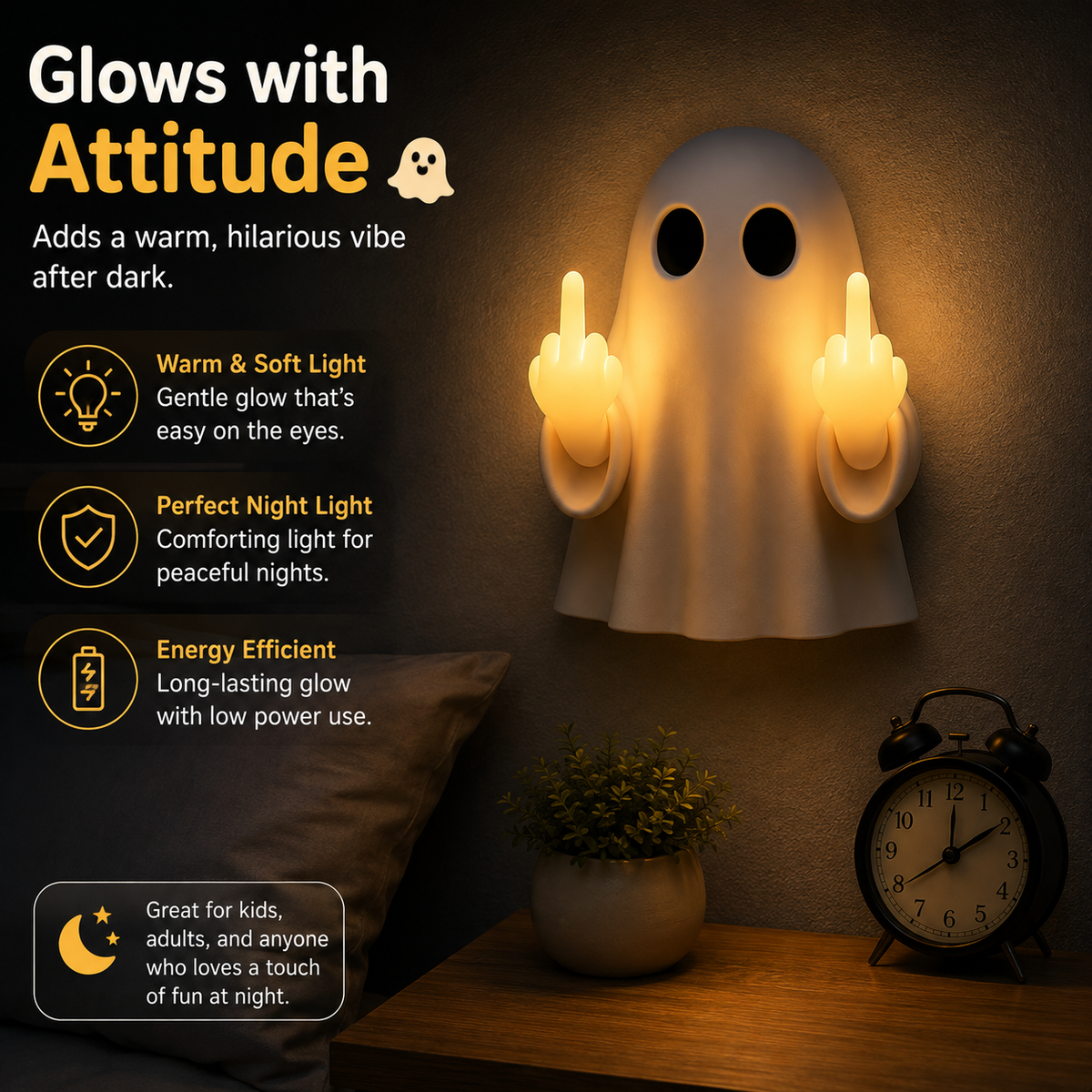 🔥Last Day 50% OFF -👻 Funny Ghost Middle Finger Night Light