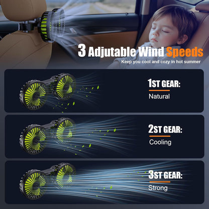 ❄️ Dual-Head USB Car Fan — Keep Your Backseat Cool