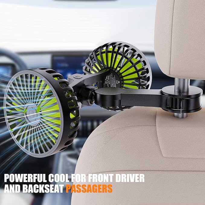 ❄️ Dual-Head USB Car Fan — Keep Your Backseat Cool