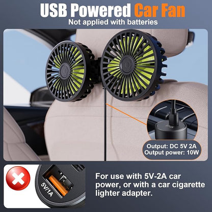 ❄️ Dual-Head USB Car Fan — Keep Your Backseat Cool