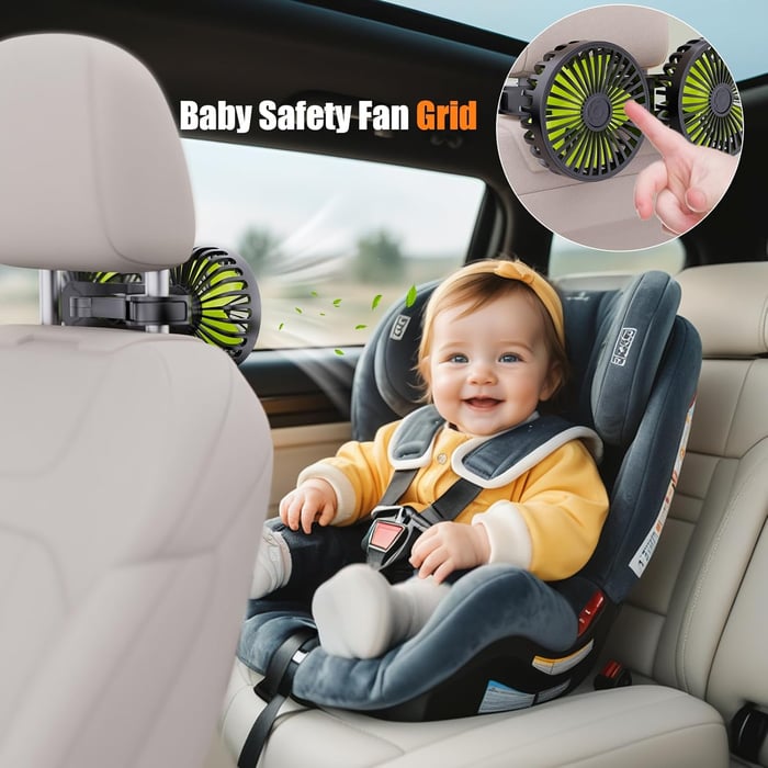 ❄️ Dual-Head USB Car Fan — Keep Your Backseat Cool