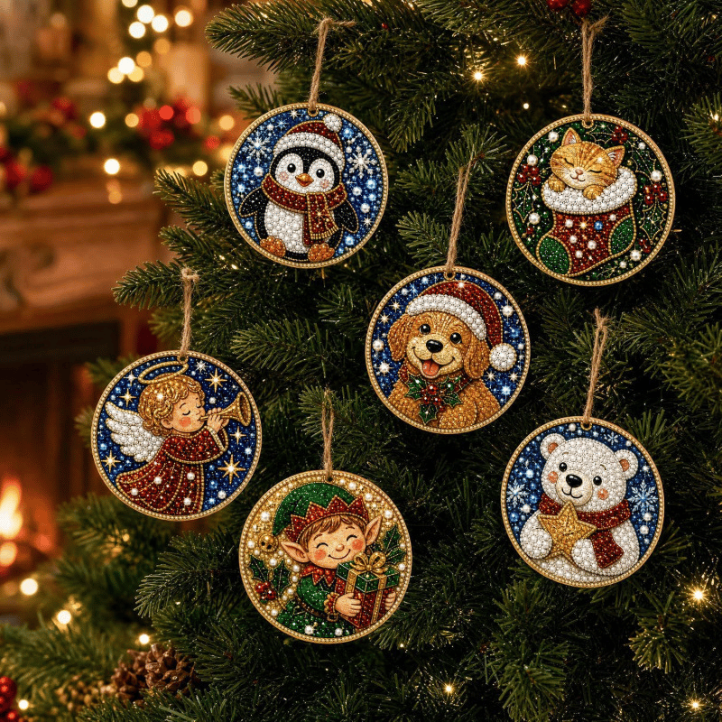 🔥Only $17.99 Last Day Promotion!🎄Christmas DIY Diamond Painting Ornaments Kit (6 PCS)🎅