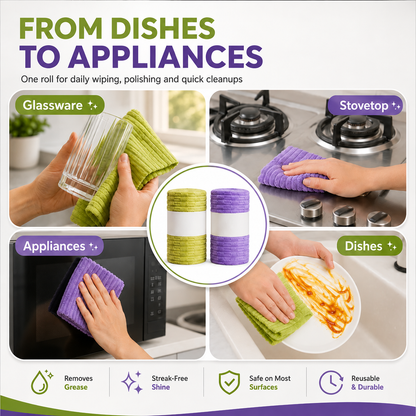 🔥 BUY 1 GET 1 FREE 🔥 – Reusable Tear-Away Cleaning Cloth Roll