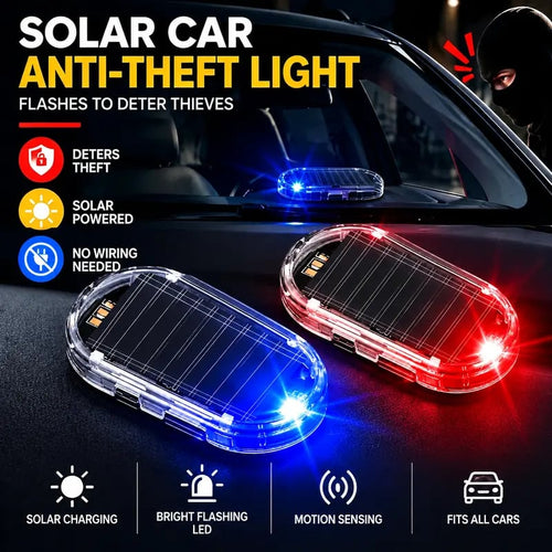Solar Powered Fake Car Alarm Light, Auto Light Sensor LED Simulated Security Warning Flashing Light - image 1