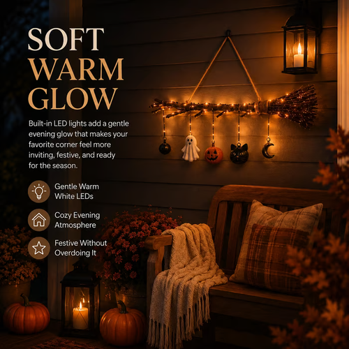 🔥Last Day 49% OFF -Lighted Fall Broom Wall Hanging🍂
