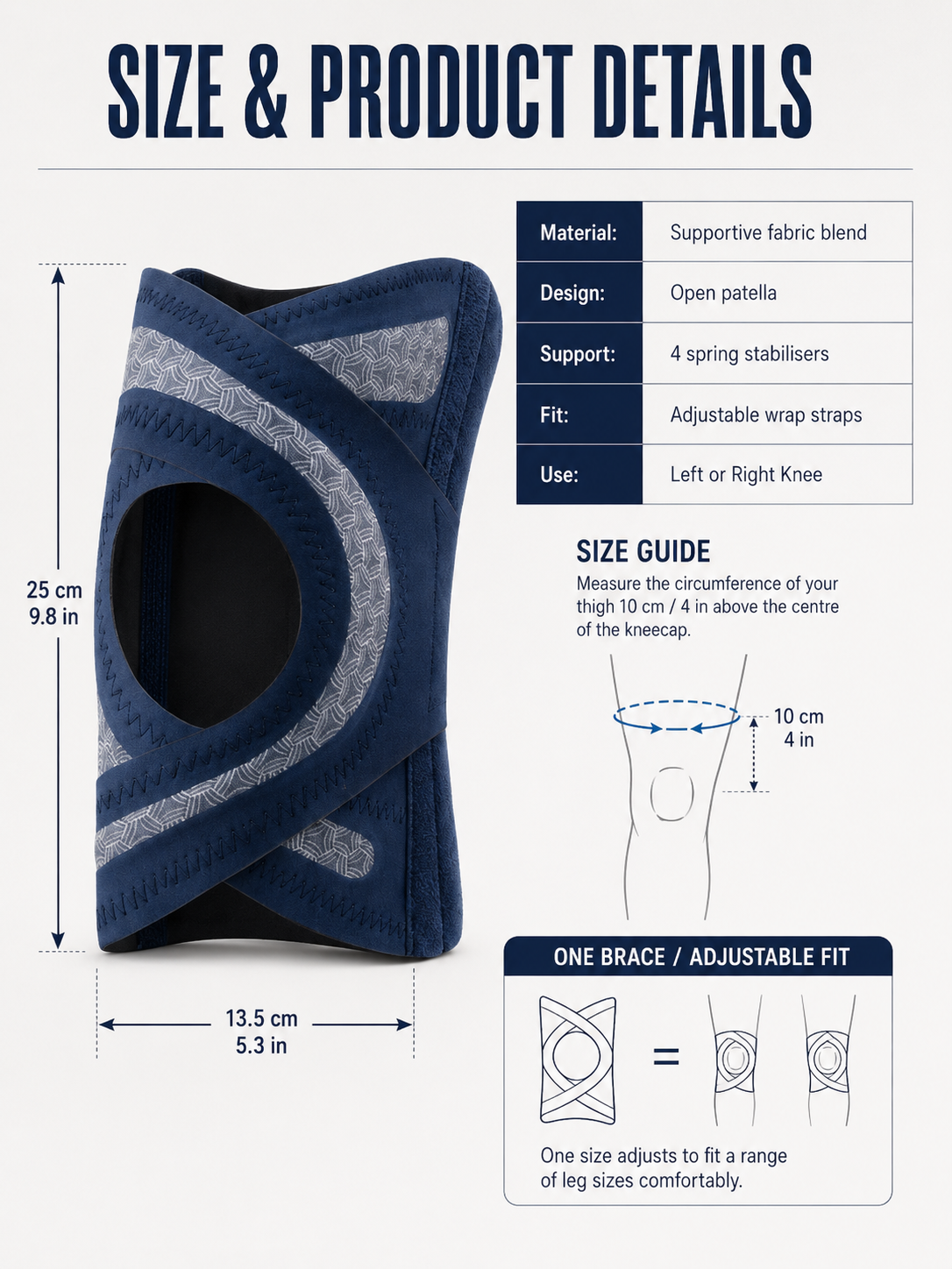 🔥Last Day 50% OFF - 🦵 4-Spring Open-Patella Knee Brace – Adjustable Compression & Side Support