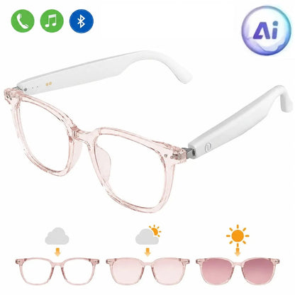 👓 VUB Smart Translation Glasses – Unisex Bluetooth Audio Eyewear with Real-Time AI Translation, Photochromic Transition Lenses, Blue Light Filtering & Tortoiseshell Frame
