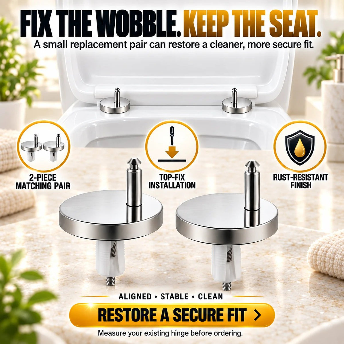🔥 Last Day 50% OFF–🔩2-Pack Stop the Wobble–Top-Fix Toilet Seat Hinge Bolts