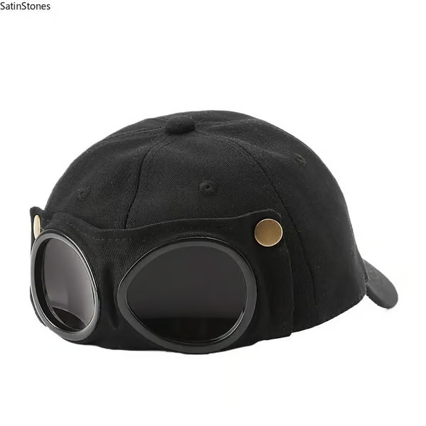 🧢 Detachable Goggle Pilot Cap — Vintage Washed Cotton Streetwear 😎