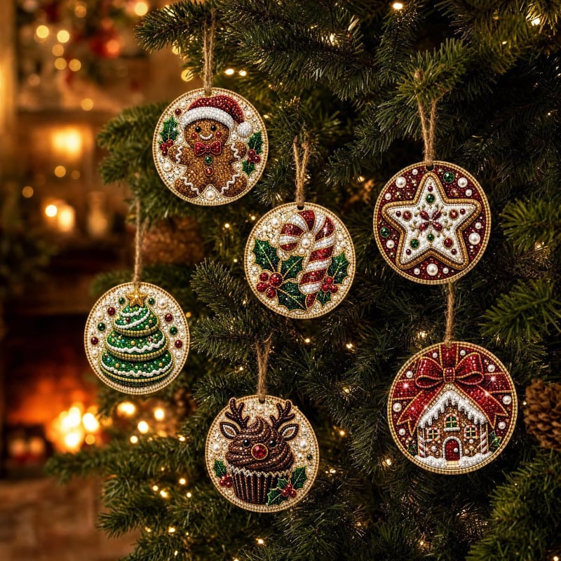 🔥Only $17.99 Last Day Promotion!🎄Christmas DIY Diamond Painting Ornaments Kit (6 PCS)🎅