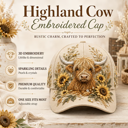 🔥 Last Day 49% OFF – 🧢 3D Highland Cow Embroidery Cap - 🐾 Dachshund