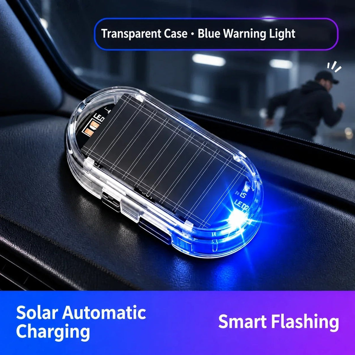 Solar Powered Fake Car Alarm Light, Auto Light Sensor LED Simulated Security Warning Flashing Light - image 10