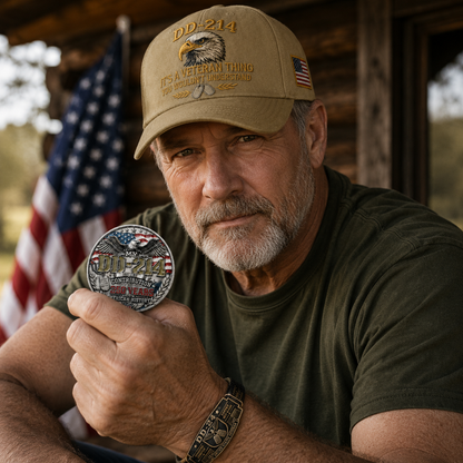 🔥 Today Only: FREE Collector Coin🔥 | DD-214 Veteran Honor 3-Piece Gift Set – Embroidered Cap, Coin & Bracelet