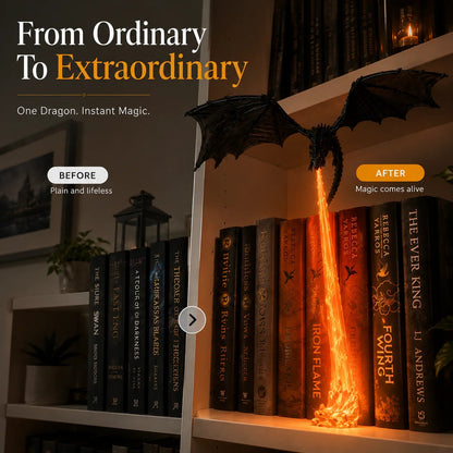 🐉 Fire-Breathing Dragon Bookshelf Decor Lamp + LED Flame Light Kit