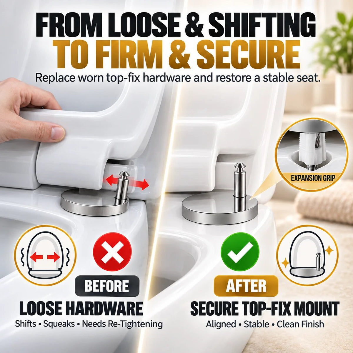 🔥 Last Day 50% OFF–🔩2-Pack Stop the Wobble–Top-Fix Toilet Seat Hinge Bolts
