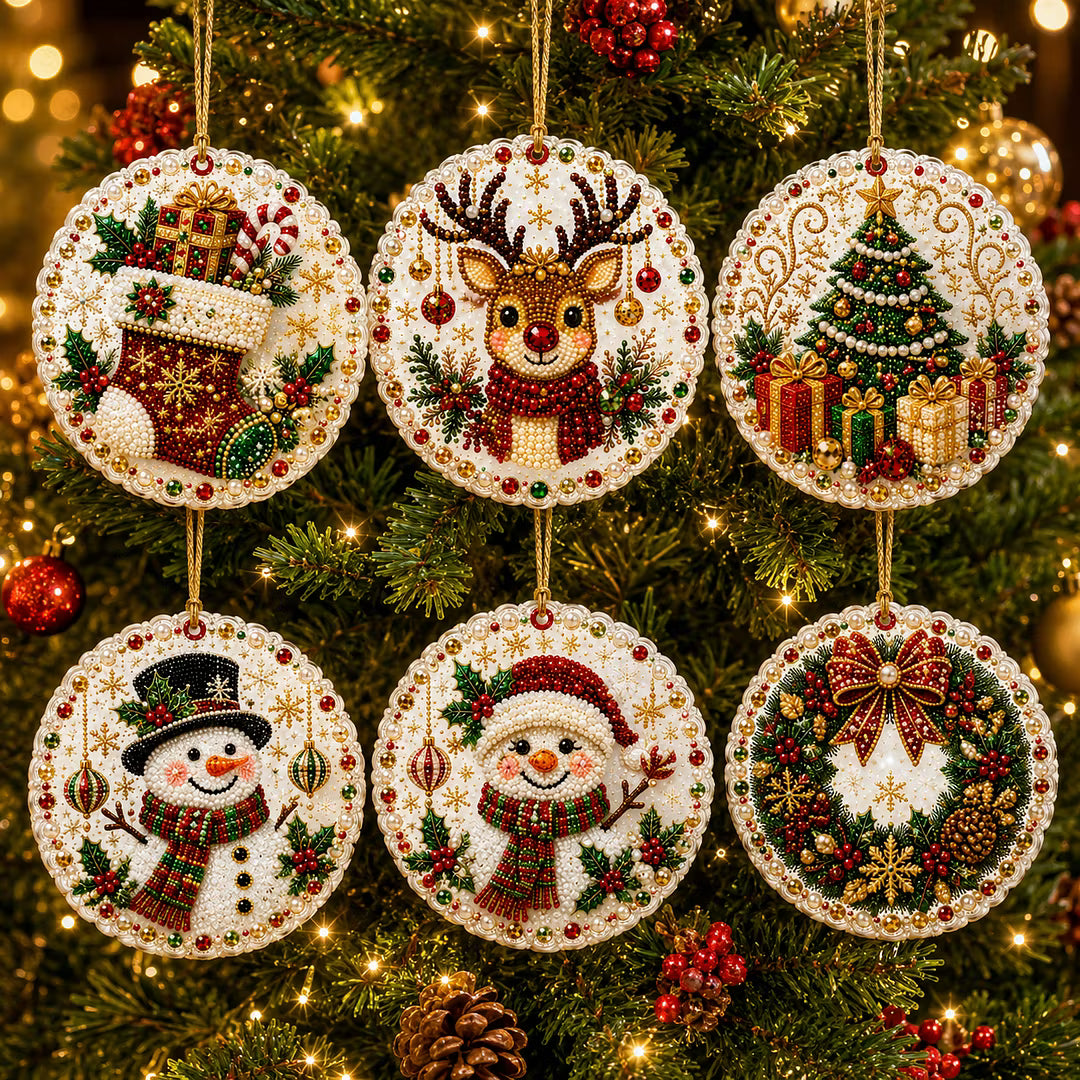 🔥Only $17.99 Last Day Promotion!🎄Christmas DIY Diamond Painting Ornaments Kit (6 PCS)🎅