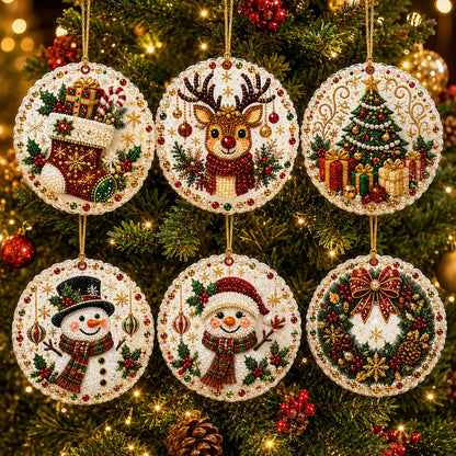 🔥Only $17.99 Last Day Promotion!🎄Christmas DIY Diamond Painting Ornaments Kit (6 PCS)🎅