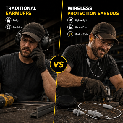🎧 25dB NRR Wireless Hearing Protection Earbuds – 12+H Battery, Bluetooth & IP65