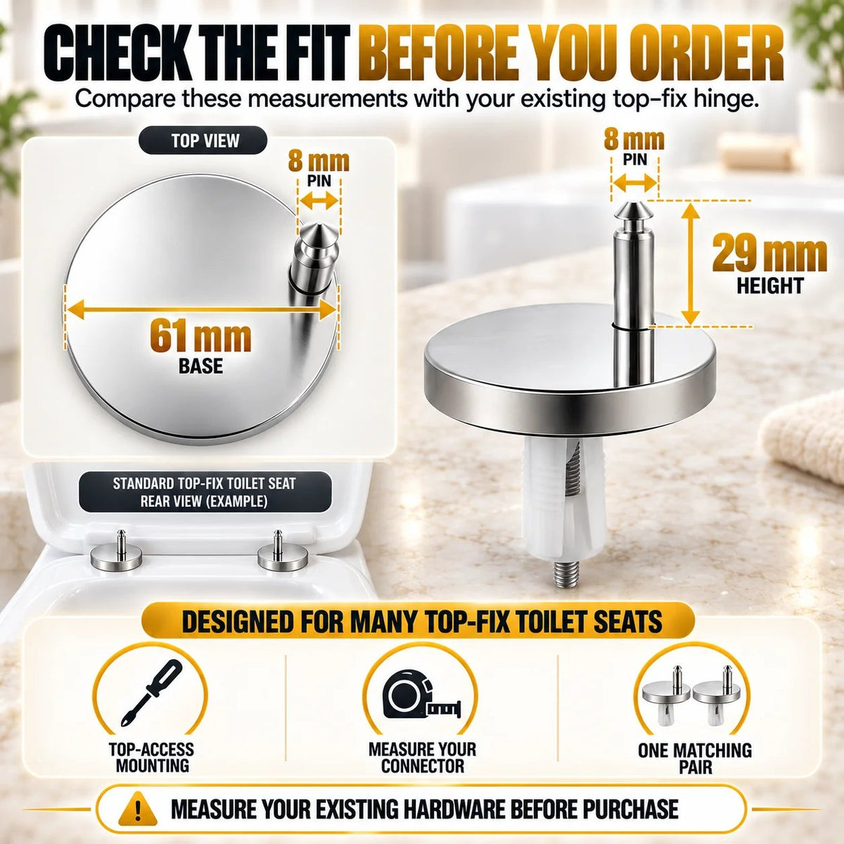 🔥 Last Day 50% OFF–🔩2-Pack Stop the Wobble–Top-Fix Toilet Seat Hinge Bolts
