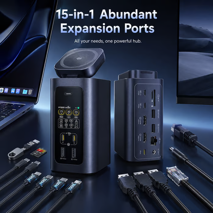 🔥Last Day 50% OFF -🖥️15-in-1 Vertical Laptop Docking Station