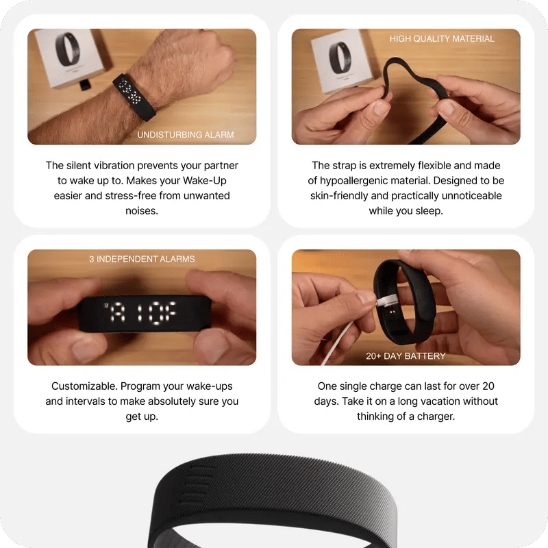 🔥 Last Day 50% OFF –⌚Silent Vibration Alarm Watch – Wake Up Without Disturbing Your Partner