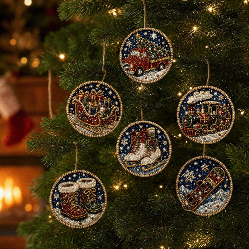 🔥Only $17.99 Last Day Promotion!🎄Christmas DIY Diamond Painting Ornaments Kit (6 PCS)🎅