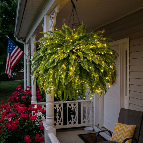🌿 Last Day 50% OFF –Glowing Boston Ferns with lights 💛 Zero Watering, Zero Maintenance