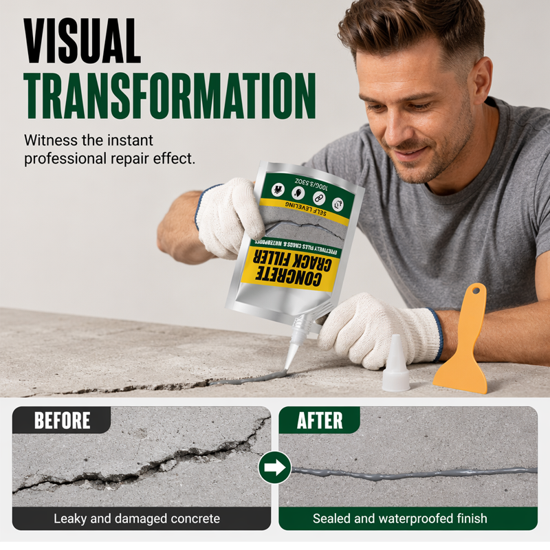 🔥Last Day 50% OFF - 🏠 Waterproof Concrete Crack Filler for Indoor & Outdoor Use