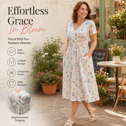 Limited Stock! 50% Off Hot Sale Ongoing🌺Women's V-Neck Floral Print Dress with Twist Waist