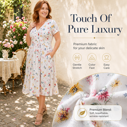 Limited Stock! 50% Off Hot Sale Ongoing🌺Women's V-Neck Floral Print Dress with Twist Waist