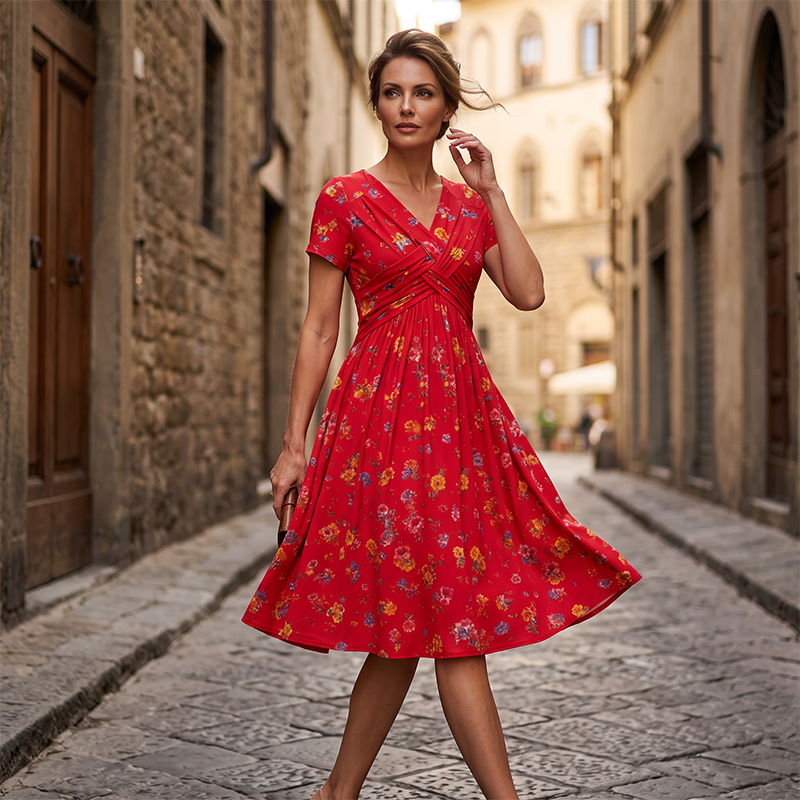 Limited Stock! 50% Off Hot Sale Ongoing🌺Women's V-Neck Floral Print Dress with Twist Waist