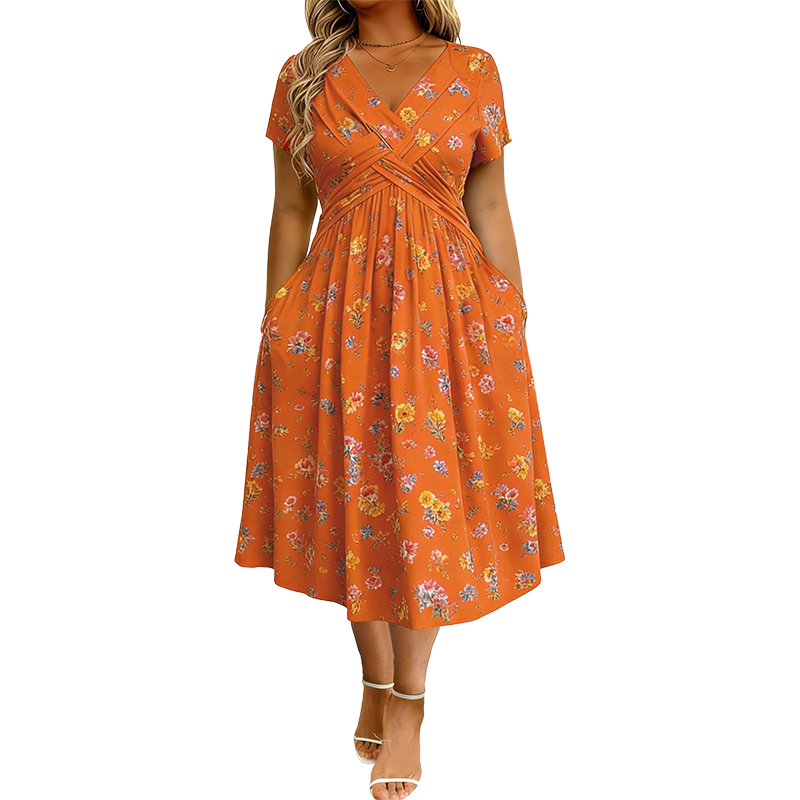 Limited Stock! 50% Off Hot Sale Ongoing🌺Women's V-Neck Floral Print Dress with Twist Waist