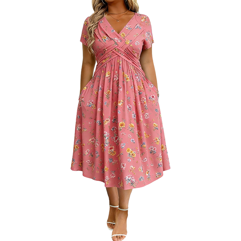 Limited Stock! 50% Off Hot Sale Ongoing🌺Women's V-Neck Floral Print Dress with Twist Waist